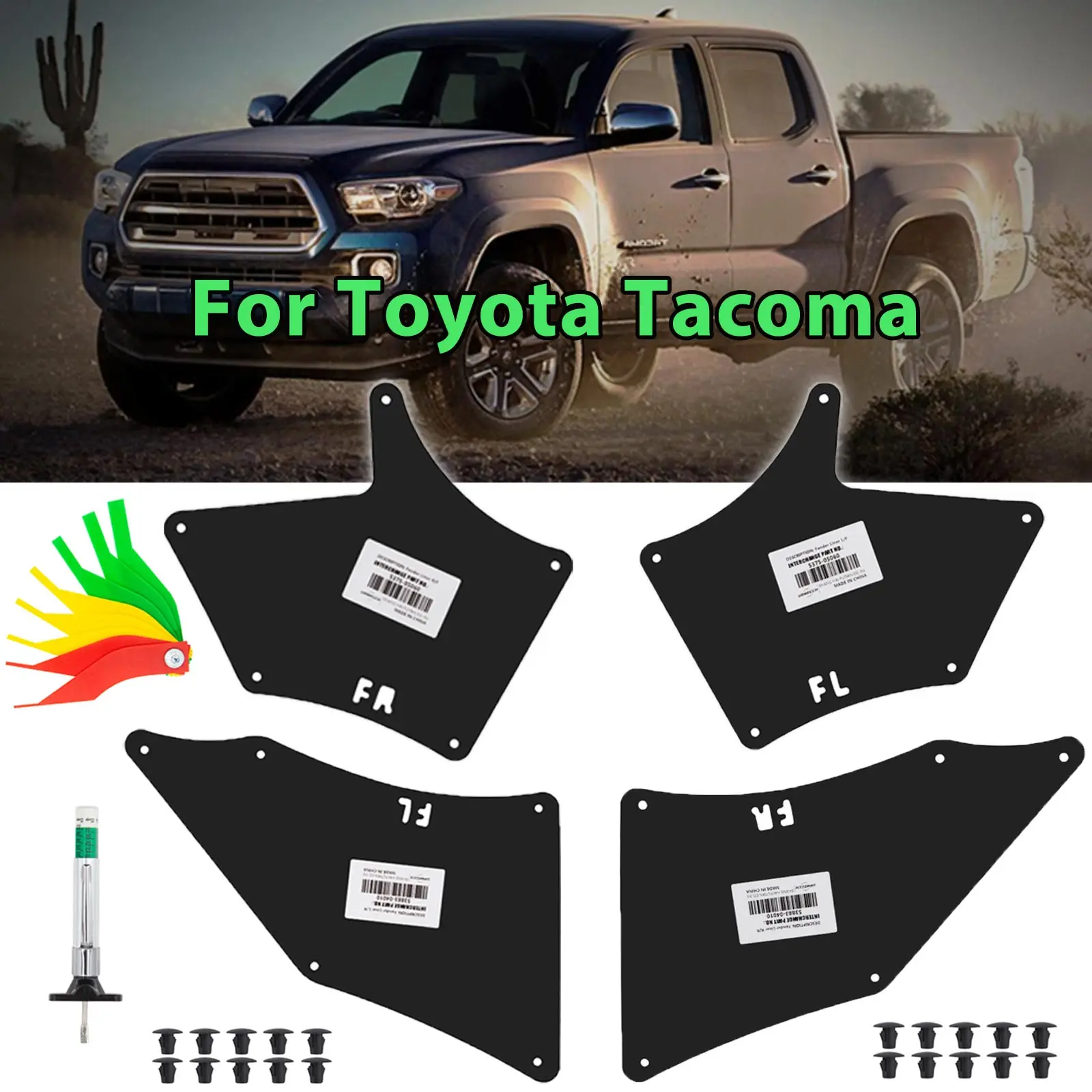 4PCS Fender Liner Splash Shields For Toyota Tacoma 2005-2020 Front Driver & Passenger