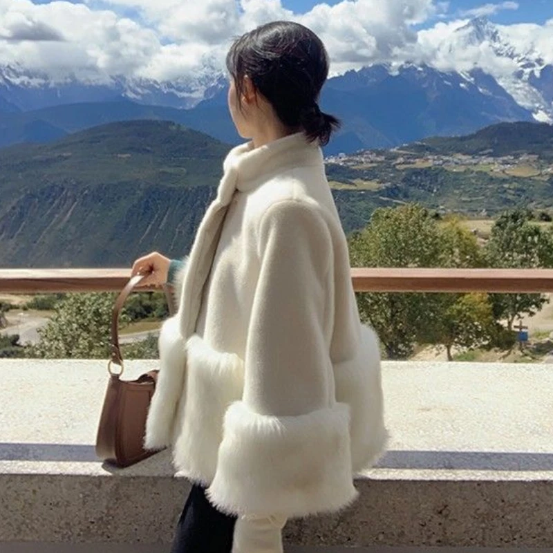 Women's Imitated Mink Coat, Female Short Temperamental Imitation Fox Fur, High-End Stand Collar, Leather Outwear, New, Winter