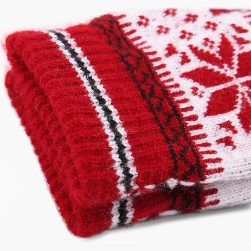 Durable Knitted Snowflake Winter Knitted Gloves Touch Screen Thickened Full Finger Mittens Warm Gloves Winter