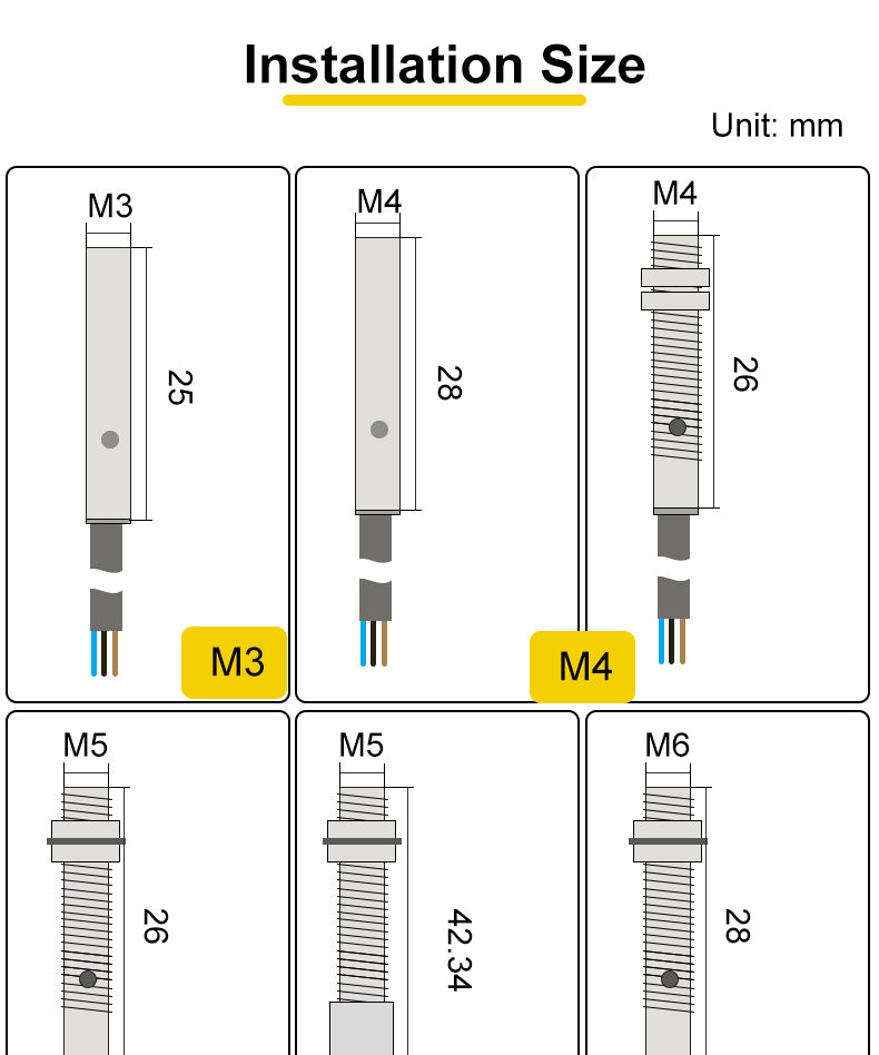 M3 M4 M5 M6 M8 Inductive Proximity Sensor NPN PNP IP65