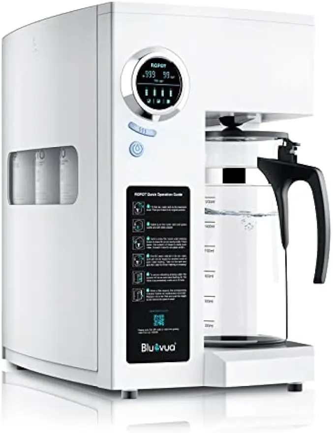 

Фильтр для воды Bluevua RO100ROPOT для установки на столешницу с обратным осмосом, 4-ступенчатая очистка, счетчик фильтрации обратного осмоса