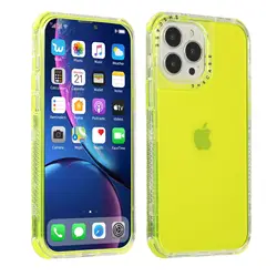 Transparent Candy Color Military Shockproof Phone Case - 3 - in - 1 Design - iPhone 11 Pro Max (Fluorescent Green)