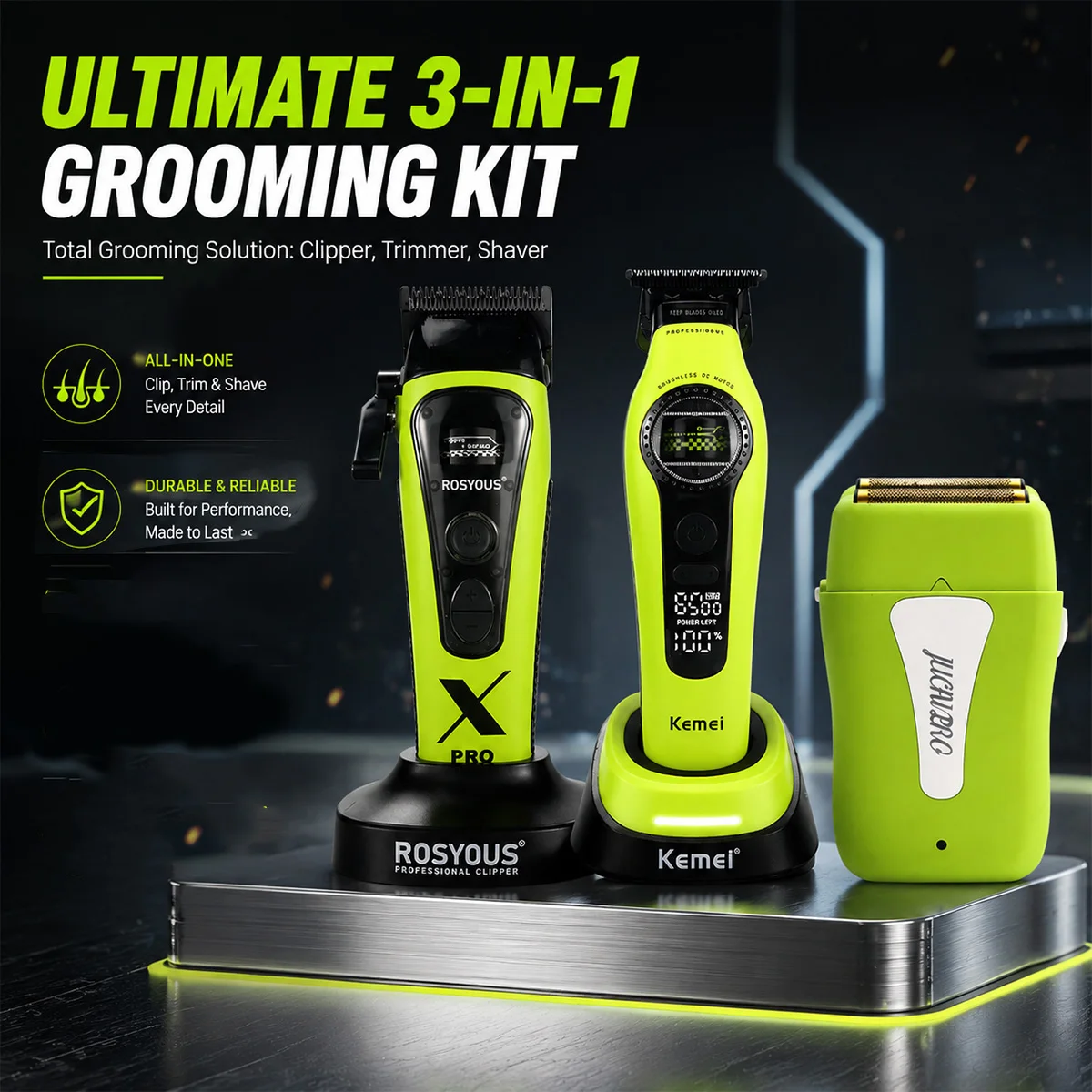 로지어스 RS-888C KM-1595 JC-10000 외장형 로터 브러시리스 모터 전기 헤어 클리퍼 키트 8000RPM 전문 헤어 트..