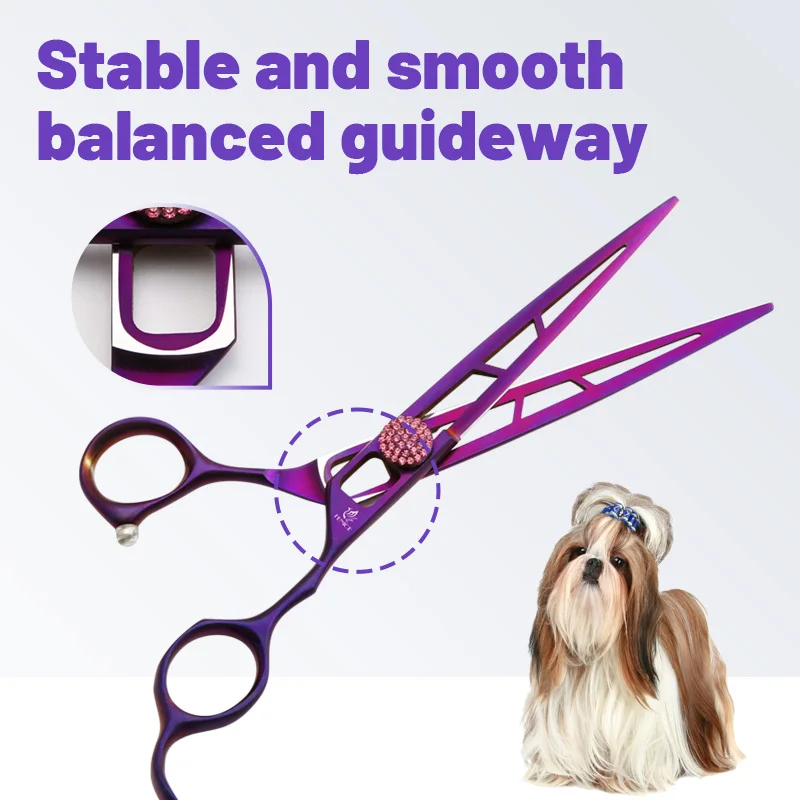 Fenice Fashion Hollow Design 7.0/7.5 Inch High Cobalt Alloy Steel Dog Grooming Scissors Set Straight&Curved&Thinning Tijeras
