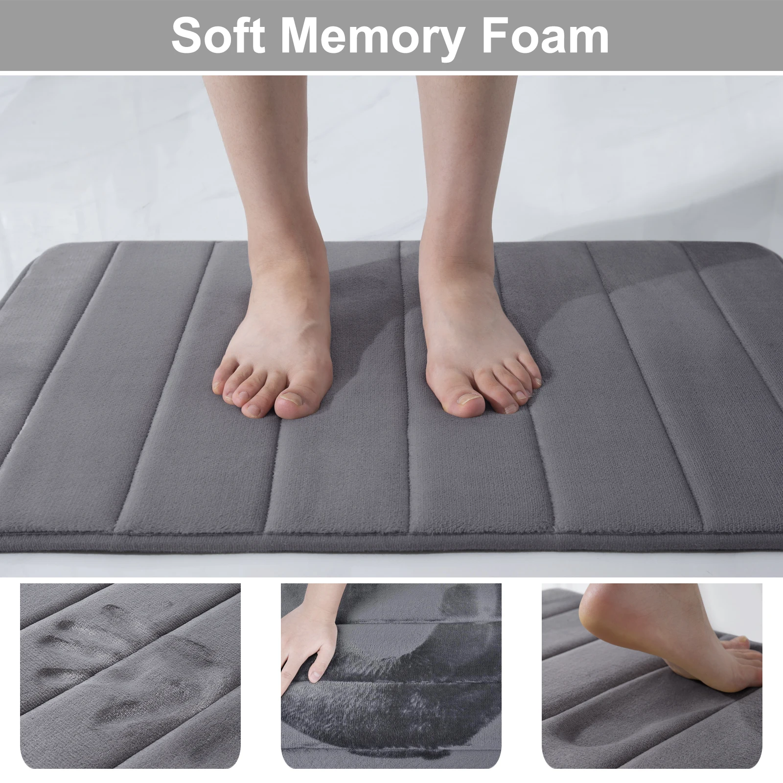 Yeahmart Memory Foam Bath Mat Large Size 40X60cm Soft Comfortable Water  Absorption Non-Slip Thick Bathroom Floor Rug Foot Mat - AliExpress