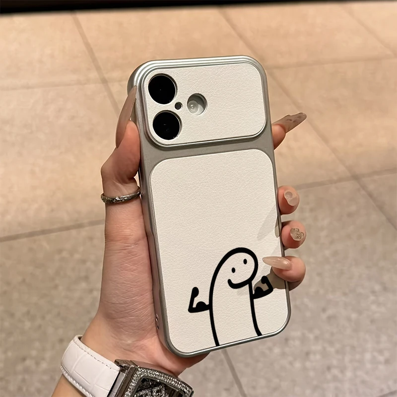 Minimalist Black Line Muscle Man Pattern Faux Leather Phone Case