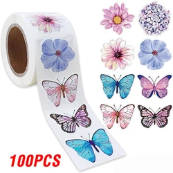 Colorful Butterfly Flower Stickers - 8 Unique Designs for Party Decorations and Scrapbooking (QY2626 - 100pcs)