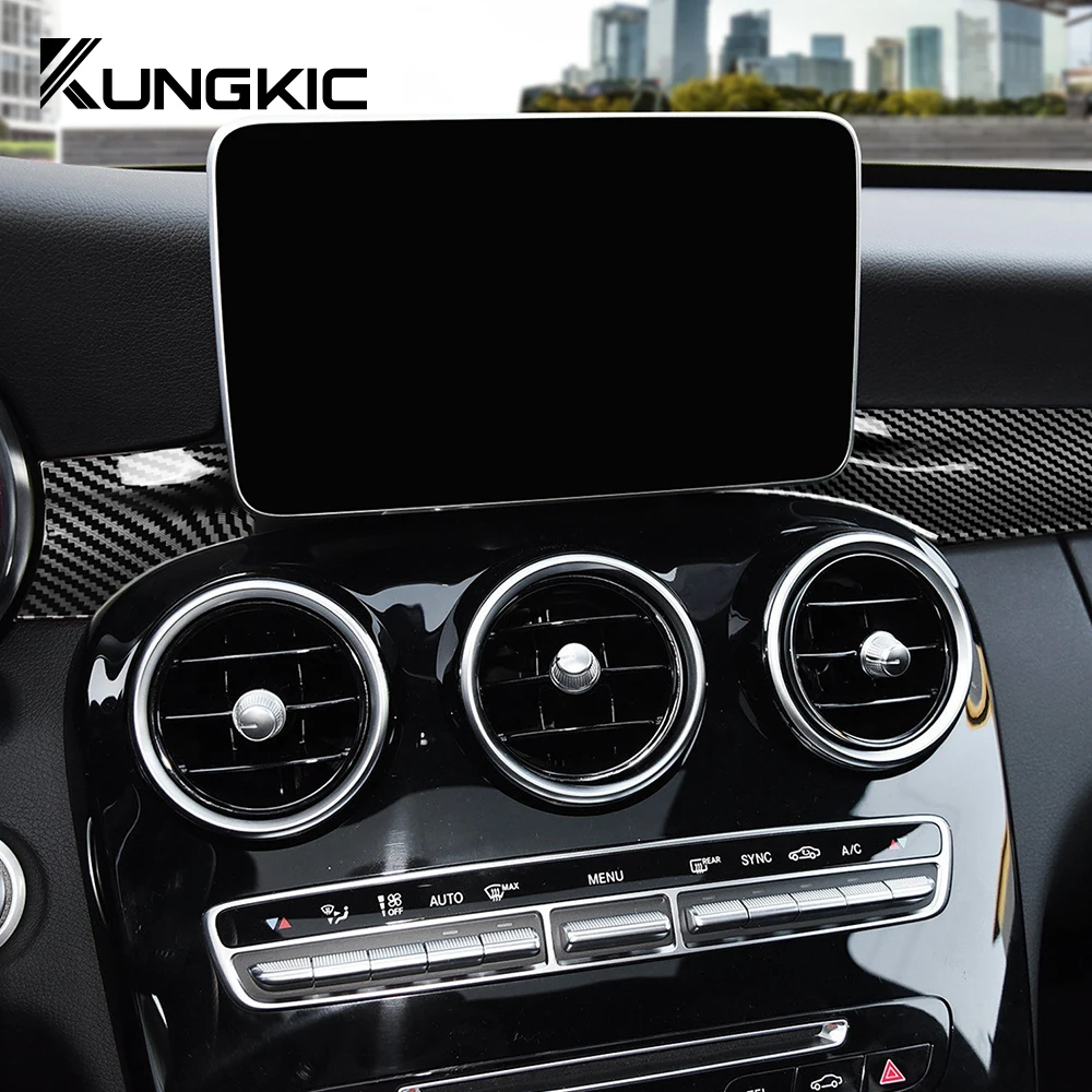 ABS 센터 콘솔 대시보드 트림 커버, 메르세데스 벤츠 C 클래스 W205 C180 C200 GLC X253 2015-2021 탄소 섬유, 자동차 액세서리