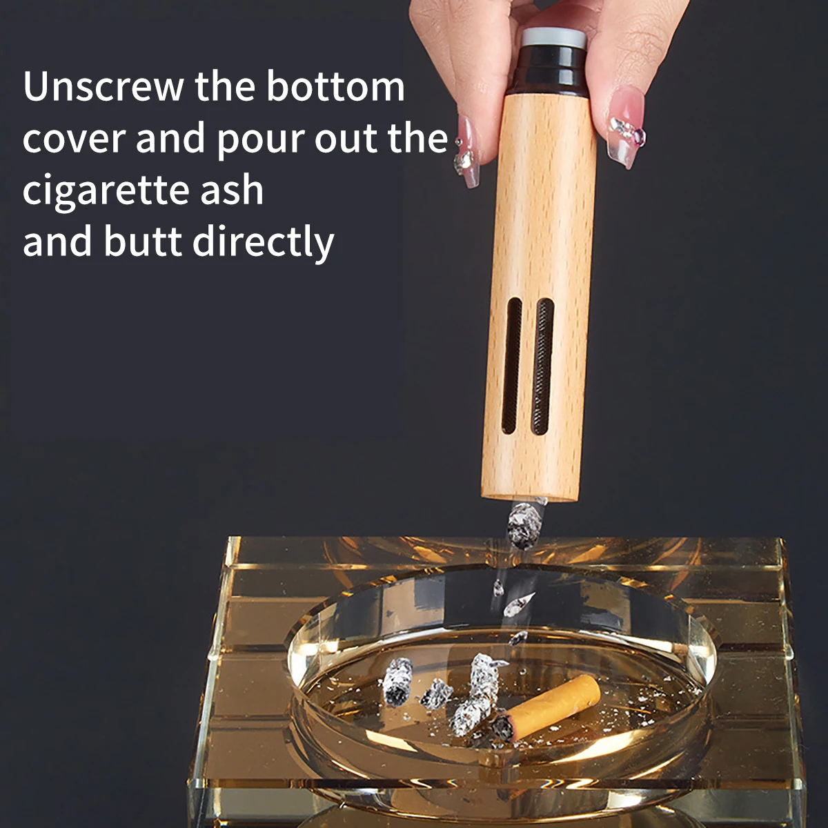 Portable Ashtray, Cigarettes Ashtray, Wood Ashtray 1 portable mini car mounted wooden ashtray no dust falling suitable for 3 sizes smoke proof suitable for offices