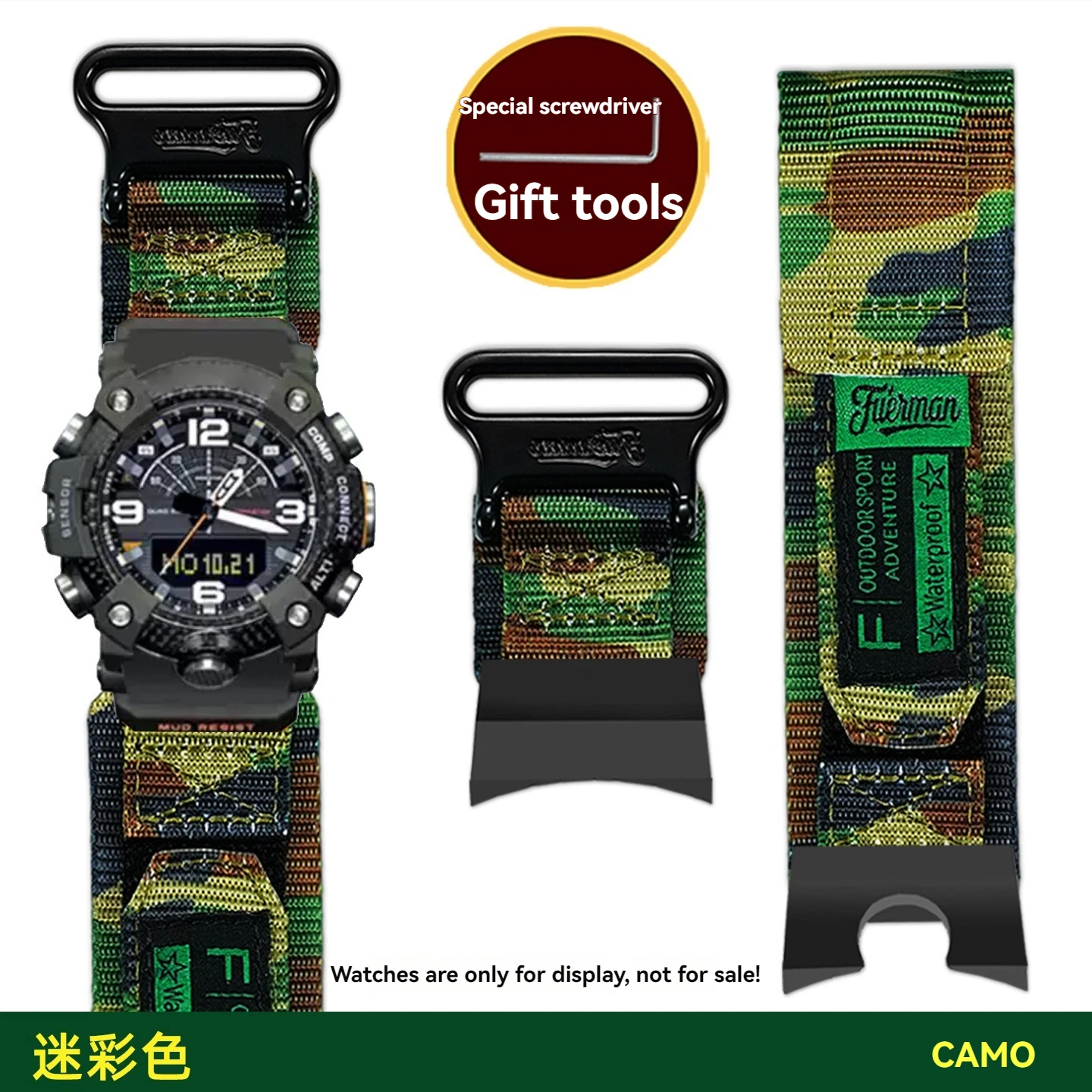 Premium Outdoor Nylon Canvas Watch Strap for GG-B100 Little Mud King