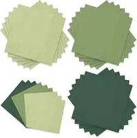 100PCS Green Paper Cocktail Napkins Disposable 3 Ply Beverage Embossed Wedding Soft for Birthday Dinner Party Bridal Shower 1