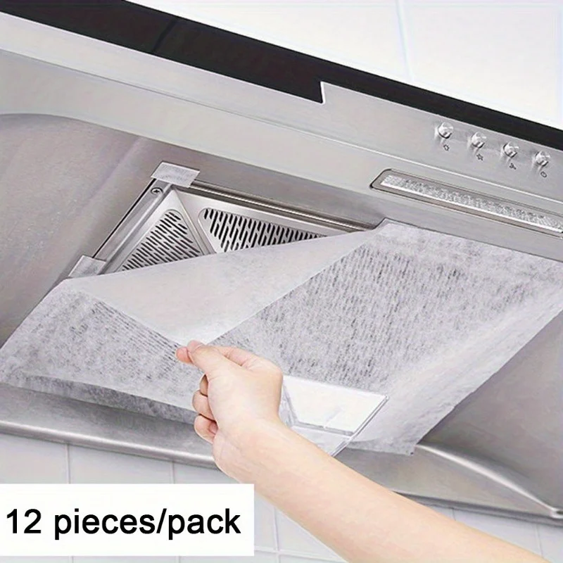 12 stücke Einweg Haube Öl Filter Papier Vlies Dunstabzugshaube Extractor Fan Filter Küche Haube Fett Anti Öl Baumwolle