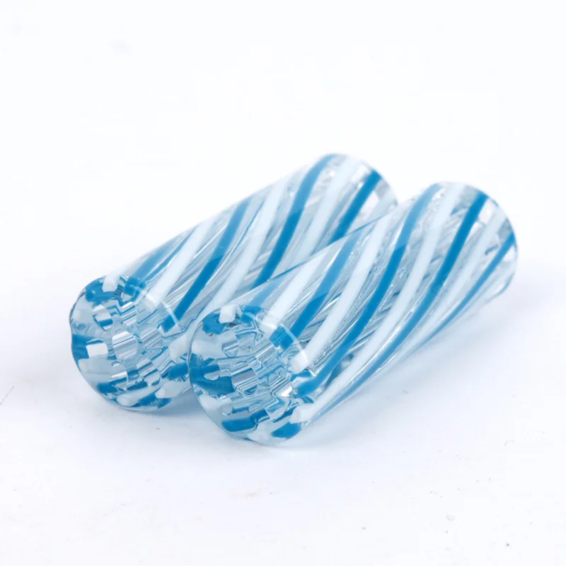 5pcs 10x30mm Blue and White Glass Smoking Filter with 7 Holes Spiral Threaded Glass Mouthpiece Smoking Accessories