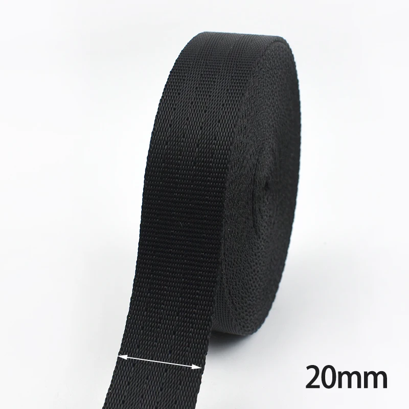 Black Nylon Webbing Tape for Sewing and Crafting - Various Widths and Lengths Available