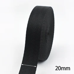 Black Nylon Webbing Tape for Sewing and Crafting - Various Widths and Lengths Available (Black - 20mm)