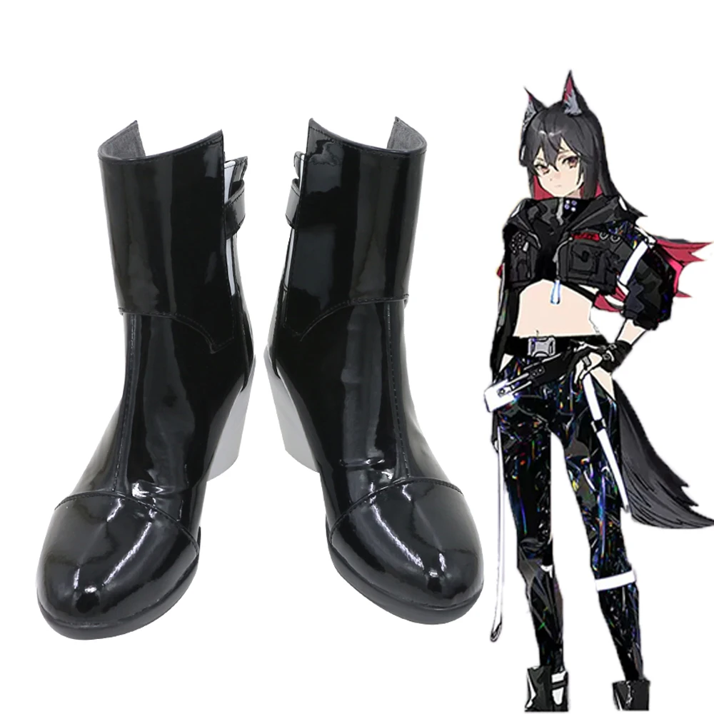 

Arknights Celinia Texas Cosplay Shoes Black PU Leather Boots Game Anime Halloween Christmas Party Cosplay Costume Accessories