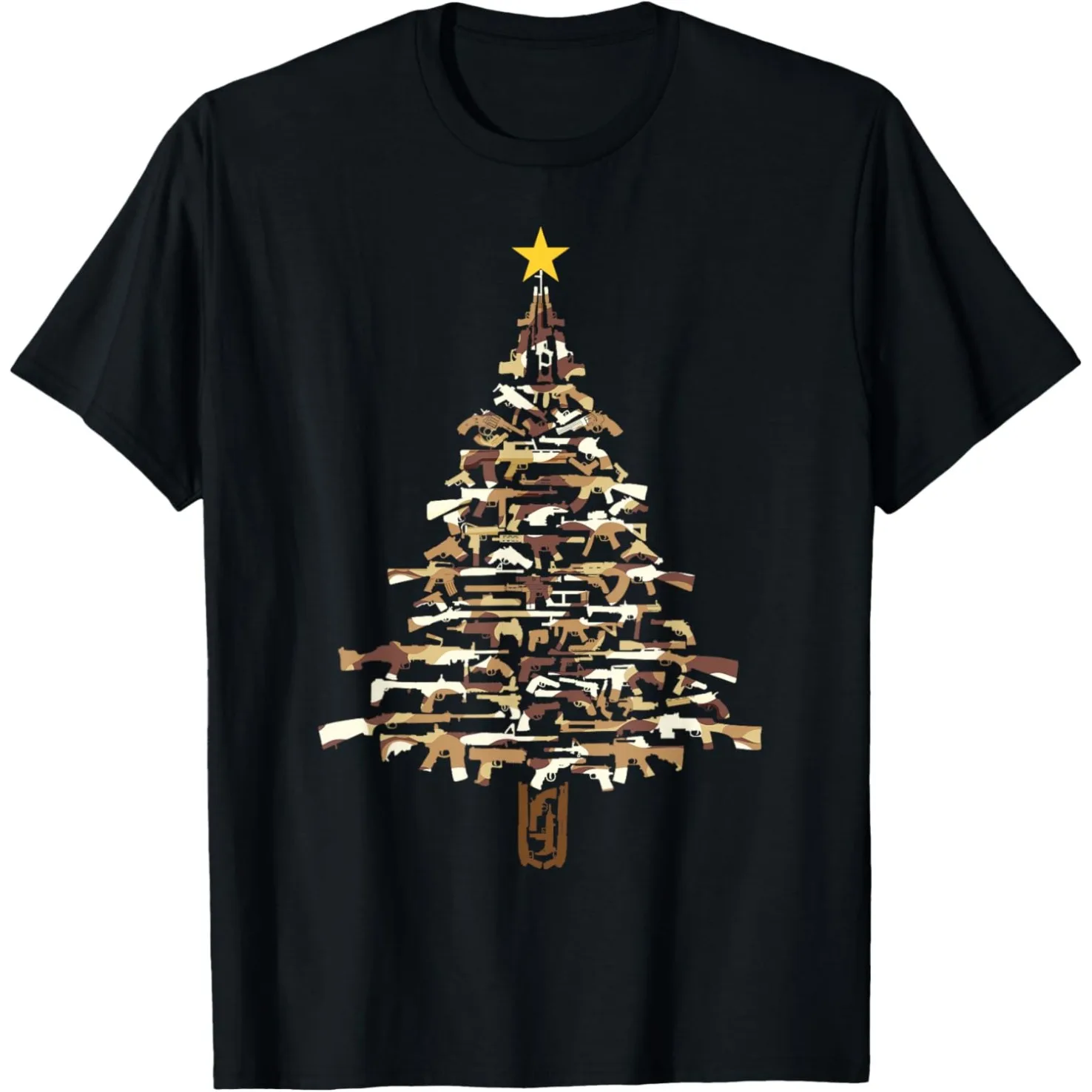 Guns Weihnachtsbaum Weihnachtsgeschenk für Waffenliebhaber T-Shirts Männer Baumwolle Humor Streetwear T-Shirt Kurzarm Unisex Lose Kleidung