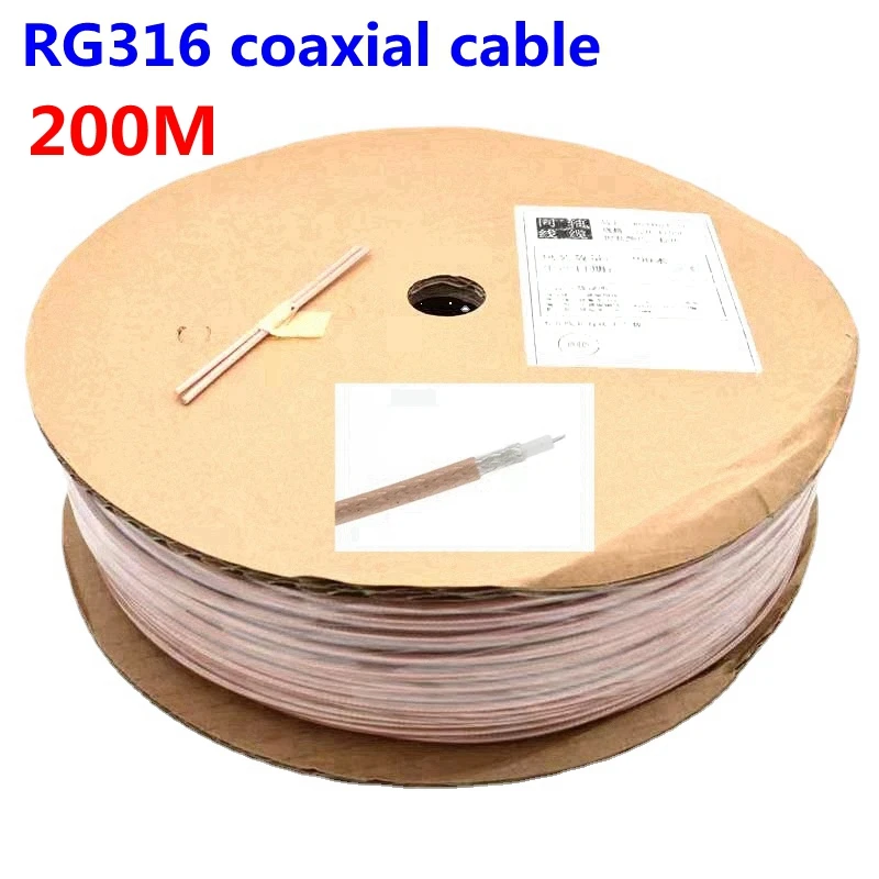 

200M/whole Volume RG316 RG-316 Coaxial Cable White/Black/Brown Wire 50Ohm 2.5mm Low Loss 30ft Crimp Connector Fast Delivery RF