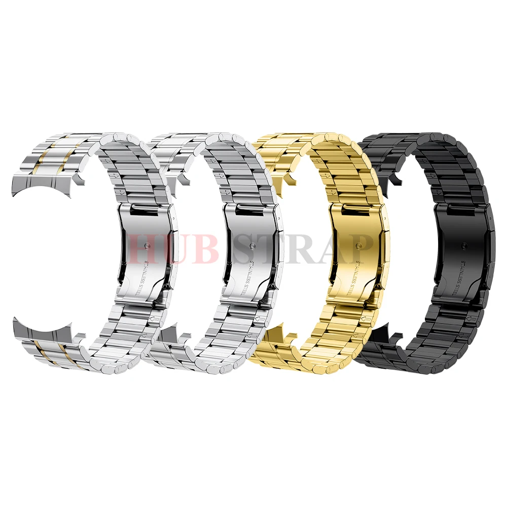 High-Quality Solid Stainless Steel Curved End Watch Strap with Tool