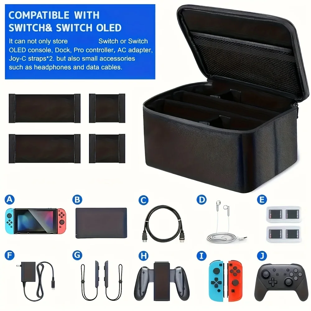 Suitable for  Switch OLED /Lite Travel storage bag, Host accessory protection box, portable switch case, detachable compartment 2