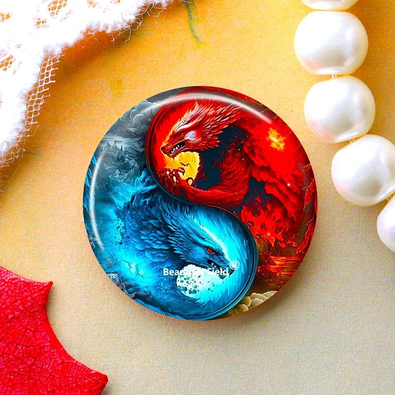 8mm 10mm 12mm 25mm 16mm 18mm 20mm DIY 사진 유리 카보 숑 라운드 카메오 세트 수제 설정 스톤 음양 F57