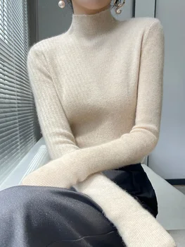سترة نسائية لخريف وشتاء 2025 ذات ياقة مدورة وسميكة ودافئة وناعمة سترة نسائية ضيقة ملابس علوية محبوكة متعددة الاستخدامات 3