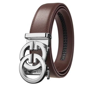 Fashion Design Belt For Men With Adjustable Alloy Buckle - Silver Brown