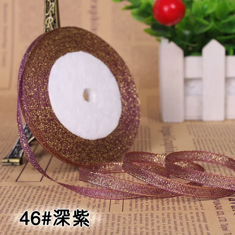 Metallic Glitter Ribbon for Gift Wrapping and DIY Crafts – Gold & Silver, 6mm, 25 Yards