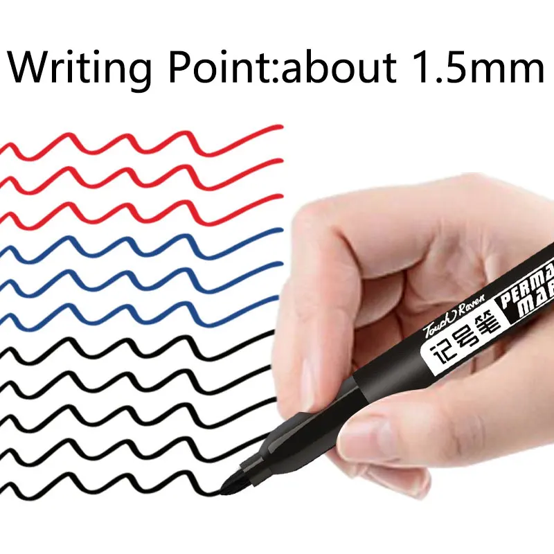 6 PCS Permanent Marker Pen Manga Drawing Markers Black Blue Red Waterproof Ink Sketch Pens Stationery Art School Supplies 5