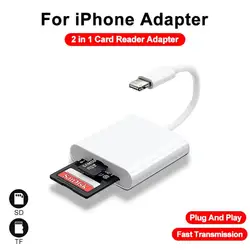 Dual Slot Lightning Flash Card Reader for iPhone/iPad, Compatible with Memory and Mini SD Cards (iPhone 2 in1)