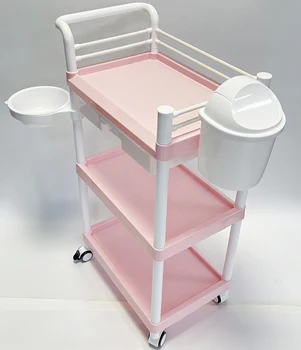 Carrello per salone di bellezza in materiale plastico per mobili per salone di bellezza con carrello per ciglia rosa di vendita caldo