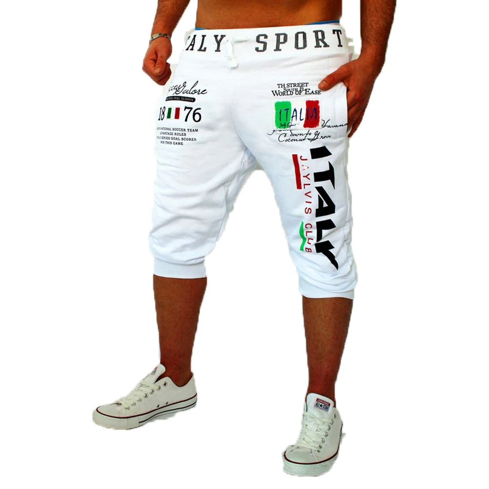 Mens Summer Shorts Elastic Drawstring Waist Lightweight Breathable Quick-Dry Sports Cropped Pants for Basketball Fitness Running 4