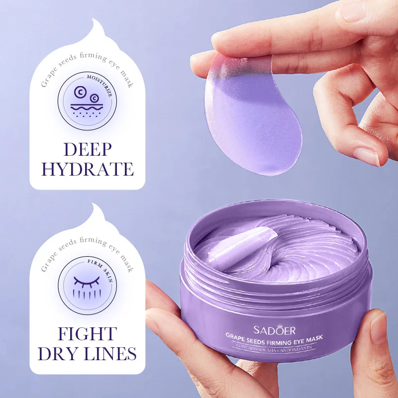 60pcs SADOER Crystal Collagen Grape Eye Mask Anti Dark Circles Moisturizing Anti-wrinkles Anti-aging Eye Patches Eyes Gel Masks
