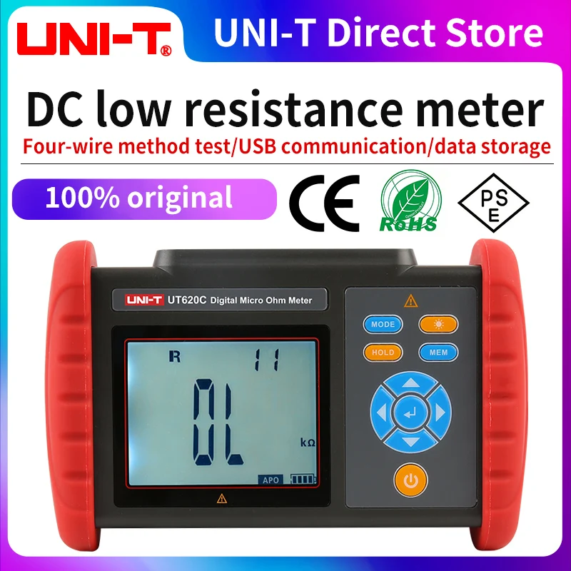 UNI-T Digital Meter DC Low Resistance UT620C Milliohm Meter DC Milliohm Low Resistance Microohm Ohm Tester resistance tester