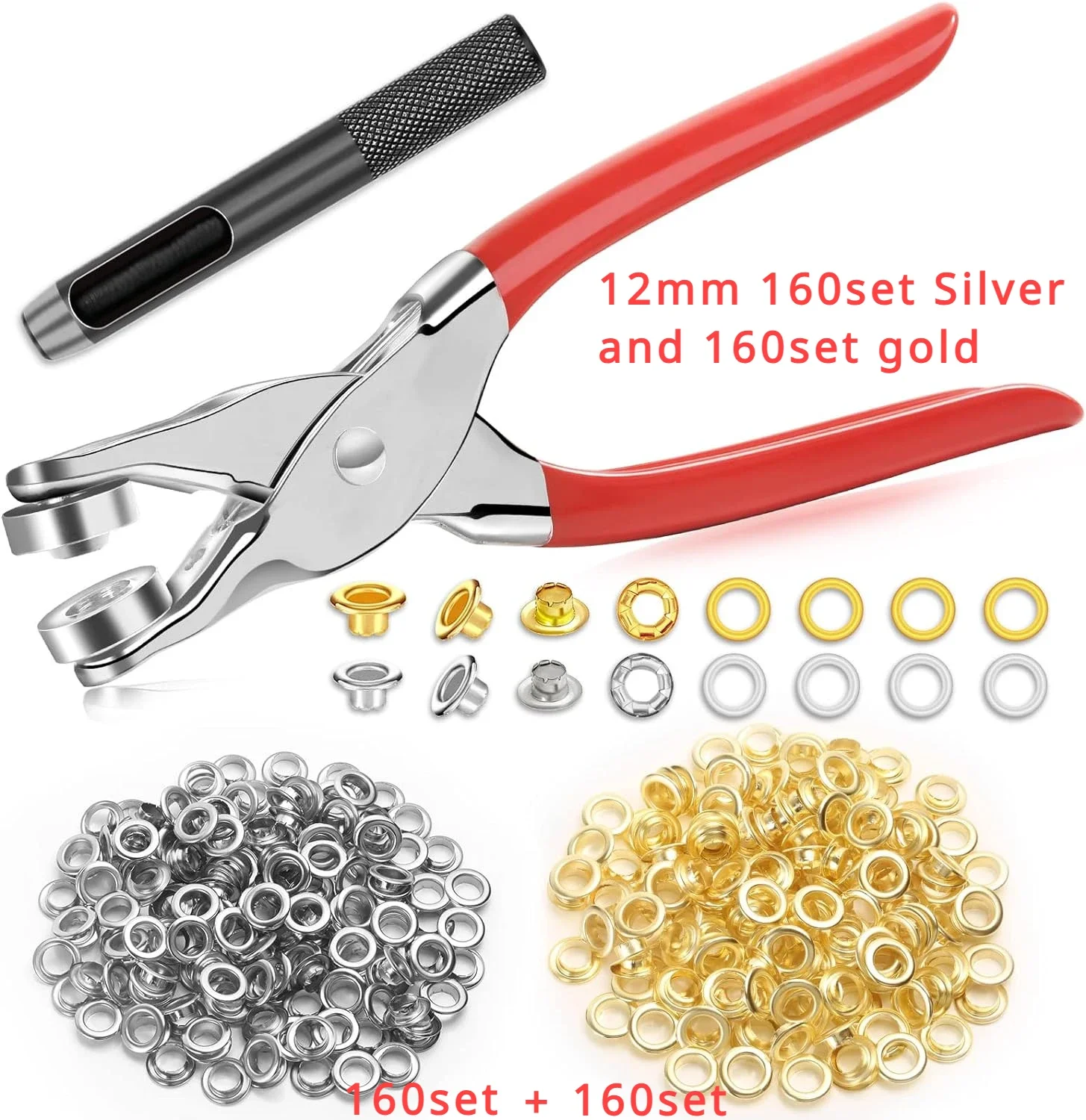 6/12mm 150/320/400-teiliges Metall-Ösen- und Ösenstanzer-Set, DIY-Handwerkzeug-Kit für Lederhandwerk, Kleidung, Ledergürtel, Hüte – Detail 6
