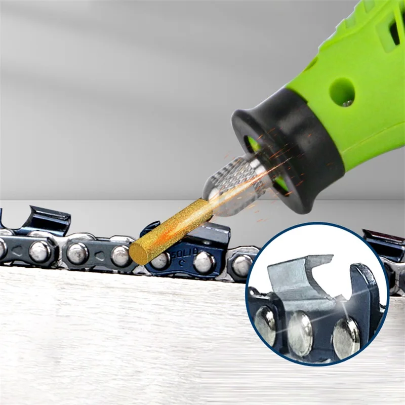 Description Picture 3 of itemTool Files Diamond Coated Cylindrical Burr 4/4.8/5.5mm Chainsaw Sharpener Stone File Chain Saw Sharpening Carving Grinding Tools