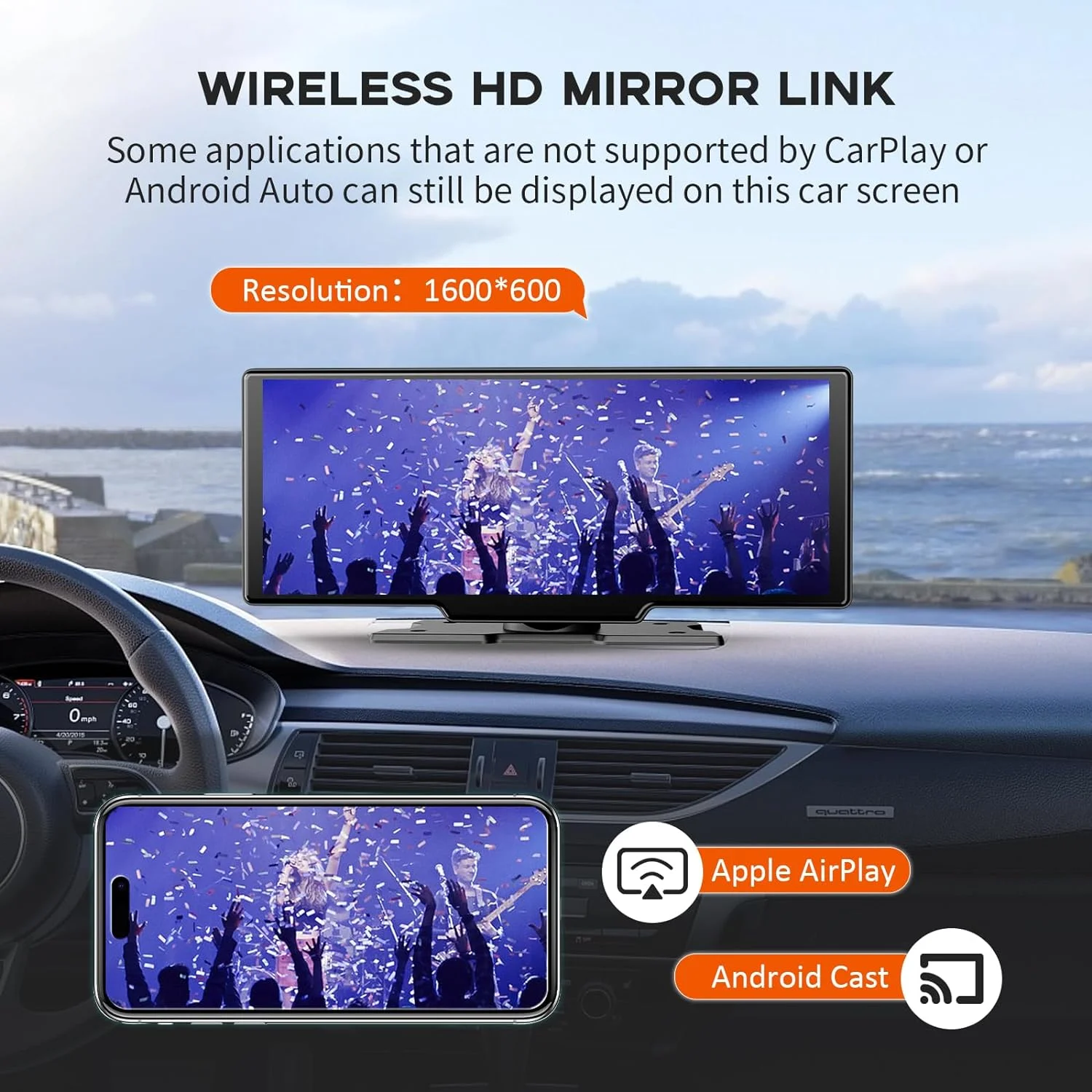 CarPlay & Android Auto Wireless, Podofo 10.26 pollici Radio Portatile con IPS Touchscreen, Supporta SuperLink OTA Bluetooth GPS Controllo Vocale Mirror Link FM AUX