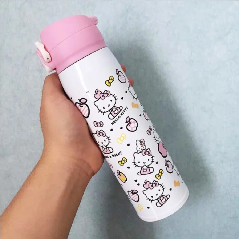 Sanrio Kawaii Anime Figure Hello Kitty Insulation Keep Cold Water Cup New Fashion Kit Straight Drink Cup Student Car Girl Gift