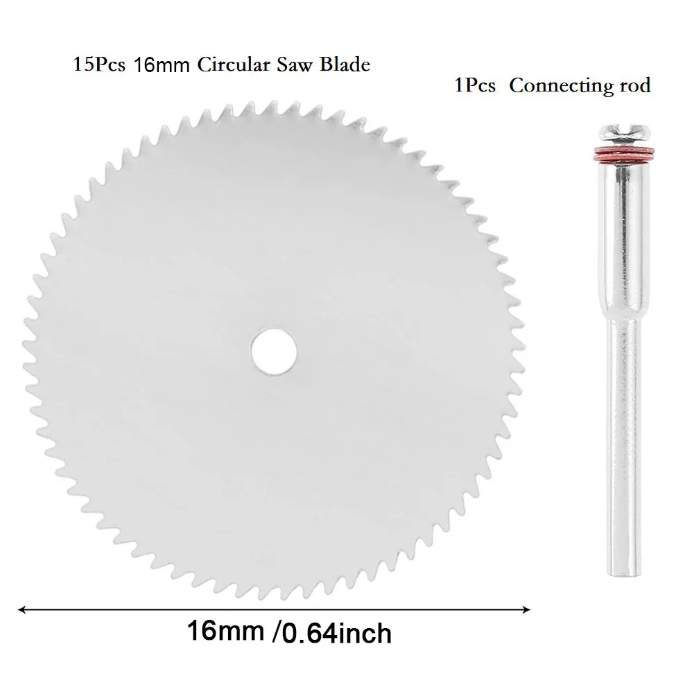 15Pcs 22mm Circular Saw Blade Kit Connecting Rod Anti Vibration Technology Stainless Steel Cutting Wheel Disc Fast Cutting abu garcia vendetta hard metal blade fishing lure 5g 7g 11g 13g vib lures fishing vibration bait sinking