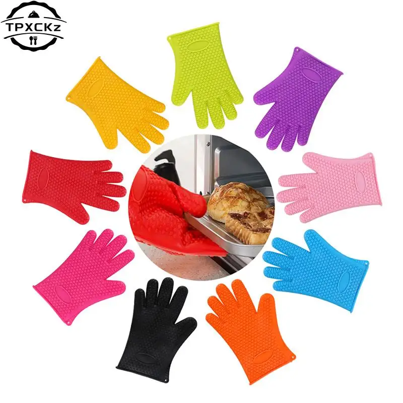 SiliconeHeatResistantGlovesCookingBarbecueGantsSiliconeKitchen