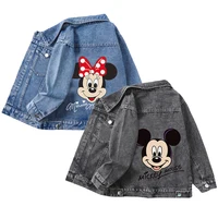 Disney Mickey Mouse Minnie Denim Jacket Coat for Kids Spring Autumn Boys Girls Long Sleeved Cartoon Outerwear Children's Costume
