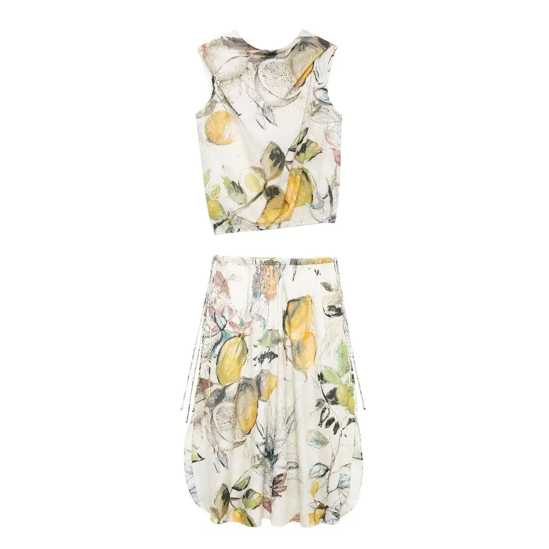 طقم تنورة نسائية مطبوعة على طراز الشاطئ TFMLN طقم...