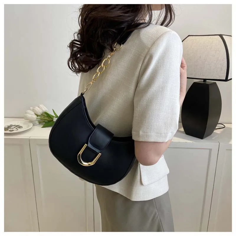 

2024 New Fashion Texture Women's Shoulder Bag Solid Color Leather Underarm Bag Unique Designer Brand Handbag Casual Hobo Bags