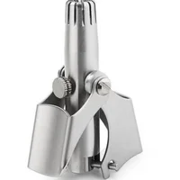 Tondeuse manuelle pour poils du nez en acier inoxydable, outil de toilettage des poils nasaux lavable unisexe 3