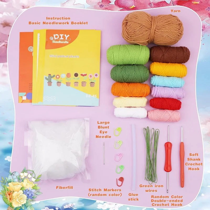 Flowers Knitting Kit for Beginners Adults Knitting Starter Kit with Step-by-Step Instructions Easy Crochet for Beginner crochet kit knitting supplies knitting craft supplies