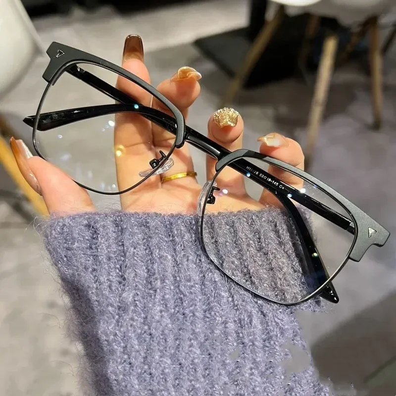 Men Women's Half Frame Myopia Glasses Retro Fashion Near Sight