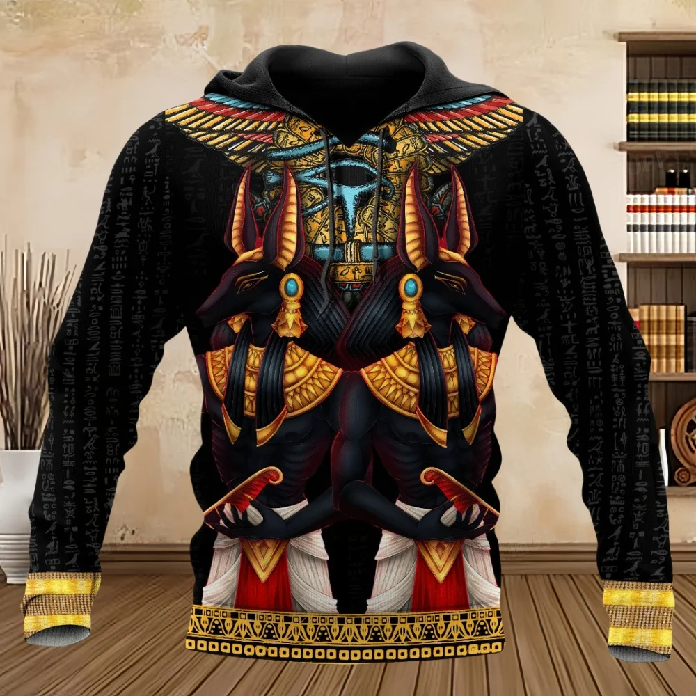 Men's Hoodie Eygpt Anubis Design Hoodies 3D Print Graphic Tops Autumn Long Sleeve Pullover Streetwear Hooded Hoodie Men Clothing 3