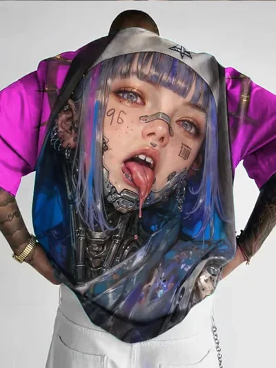 New T-Shirt Anime Character Tee 3D Sexy Beauty Printed T Shirts Loose Casual Men's Female Clothing Fashion Short Sleeve