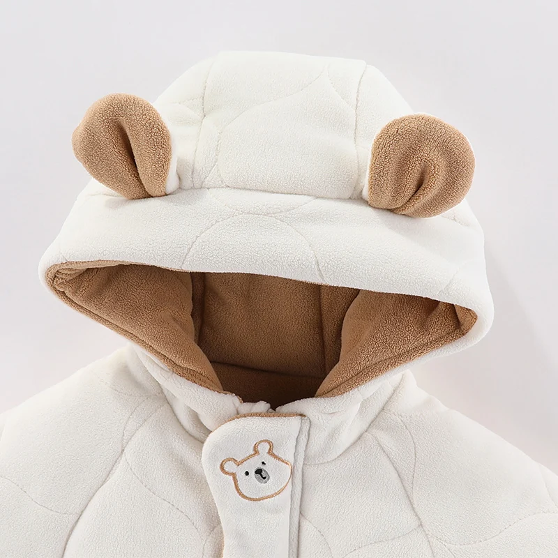 Newborn Baby Jumpsuit Winter Warm Infant Jacket Hooded Kids Outwear Thicken Cartoon Boys Romper Baby Girl Clothes 0 to 18 Months