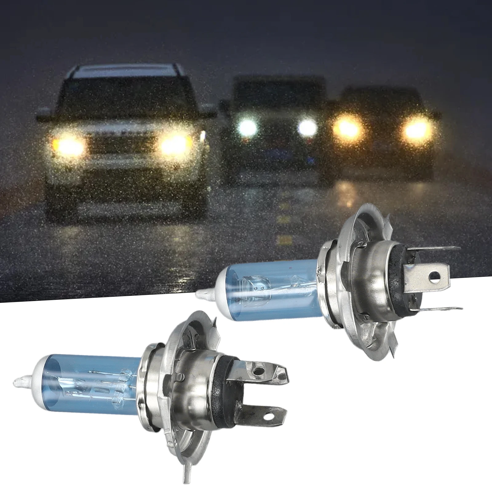 2pcs Super Bright Halogen Bulbs H4/HB2 9003 Warm White12V 55W 6000K Car Headlight Fog Lights Driving Lamp White 3